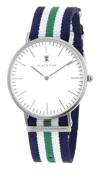 Black Oak Velutino blue white green 40 mm horloge