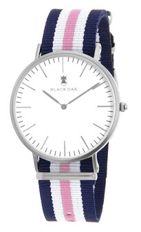 Black Oak Velutino blue white pink 40 mm horloge