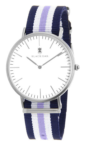 Black Oak Velutino blue white purple 40 mm horloge