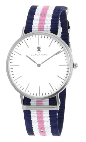 Black Oak Velutina blue white pink 36 mm horloge