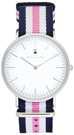 Black Oak Velutino blue white pink 40 mm horloge