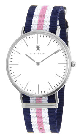 Black Oak Velutino blue white pink 40 mm horloge
