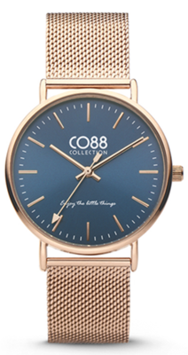 CO88 Steel Rosé blue horloge