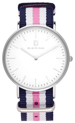 Black Oak Velutina blue white pink 36 mm horloge